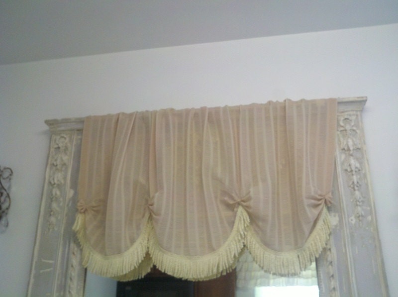 Beautiful French Ruffled Silk Fringe Window Valance Romantic Paris Decor