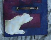 Stubborn "Cat Art, Mixed Media, Metal Wall Art, Silhouette, Vintage Art, Reclaimed Wall Art, Animal Art, Unique Wall Art, Salvaged"