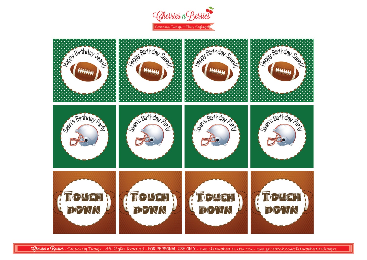 Football Birthday Party Printable Toppers Il_570xn