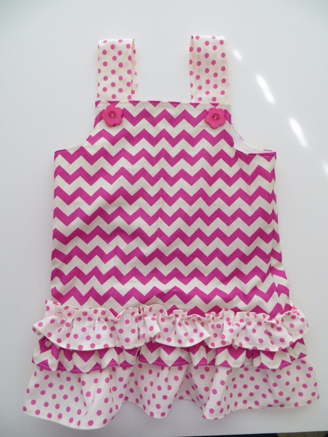 Toddler girls Chevron Ruffled Dress, 2T, ready to ship.