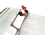 white bookmark playing cards with hearts, diamonds, clubs and spades of felt fabric - Buttonstyle