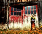 Red Barn Doors Photograph - 8x10 rustic cottage country chic photo