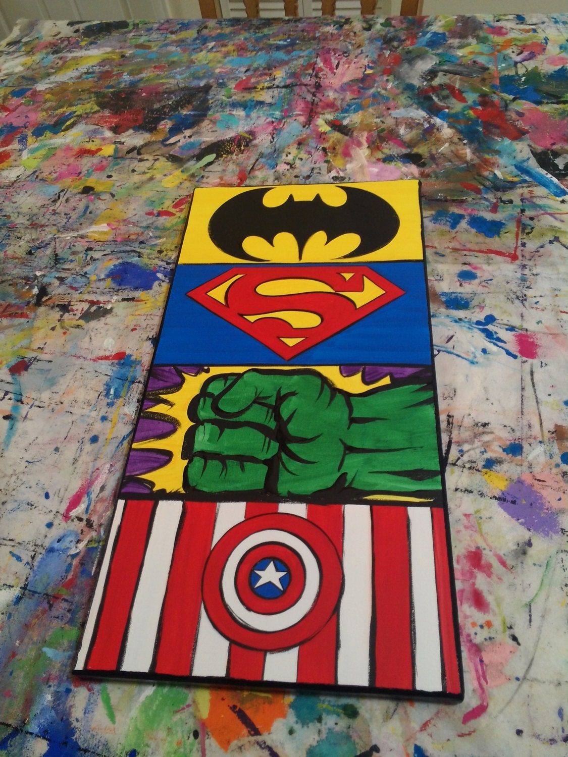 Custom Order 12 x 24 Canvas Wall Art: The Superheroes, Comic Book Style Personalized & Ready to Hang.