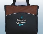 Graduation Gift - A Bagful of Dreams - FREE Shipping - Tote Bag Purse w/ Shoulder Strap - Black Brown
