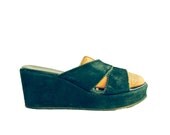 90s Chunky Platform Black Suede Strap Slip On Sandals size 8.5 1990s