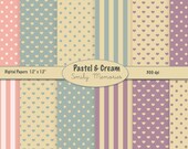 Instant download Pastel & Cream Digital Paper Pack 12" x 12" JPEG, 300 DPI for card design, invitations, background, paper crafts