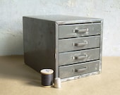 Vintage Industrial Metal Organizer Small Four Drawer Chest - TheArtifactoryStudio