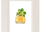 Girl's Room Decor, Green Flower, Wall Decor, Watercolor Fashion Illustration, Marc Jacobs Art Print