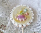 Sandwich Cookie Fondant Cupcake Pick, Mini Cake Topper - Stamped Party Hat