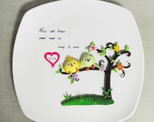 Love birds message bowl, wedding decor, wall decor dish