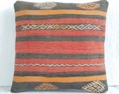 Handwoven Precious Turkish Kilim Pillow Cover Decorative Pillow 16x16 handmade pillow vintage bohemian tribal ethnic authentic worn wool
