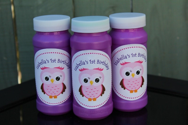 Personalized Pink Owl Party Bubbles-Set of 12, Birthday Party Favors, Party Bubbles, Party Favors