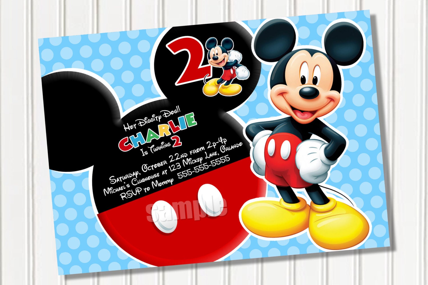 HUGE SELECTION Mickey Mouse Invitation - Red Yellow Black Mickey Mouse Birthday Party Invitations - Mickey Clubhouse Invitation