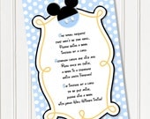 Please Bring a Book Instead Of A Card Mickey Mouse Invitation Insert - Red Yellow Black Mickey Mouse Birthday Party Invitations
