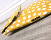 Modern grey chevron and yellow polka dot diaper clutch