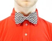 Handmade Black and White Chevron Bow Tie
