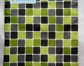 SANDWICH Snack BAG Black Green Geometric Design Reusable with Nylon Lining