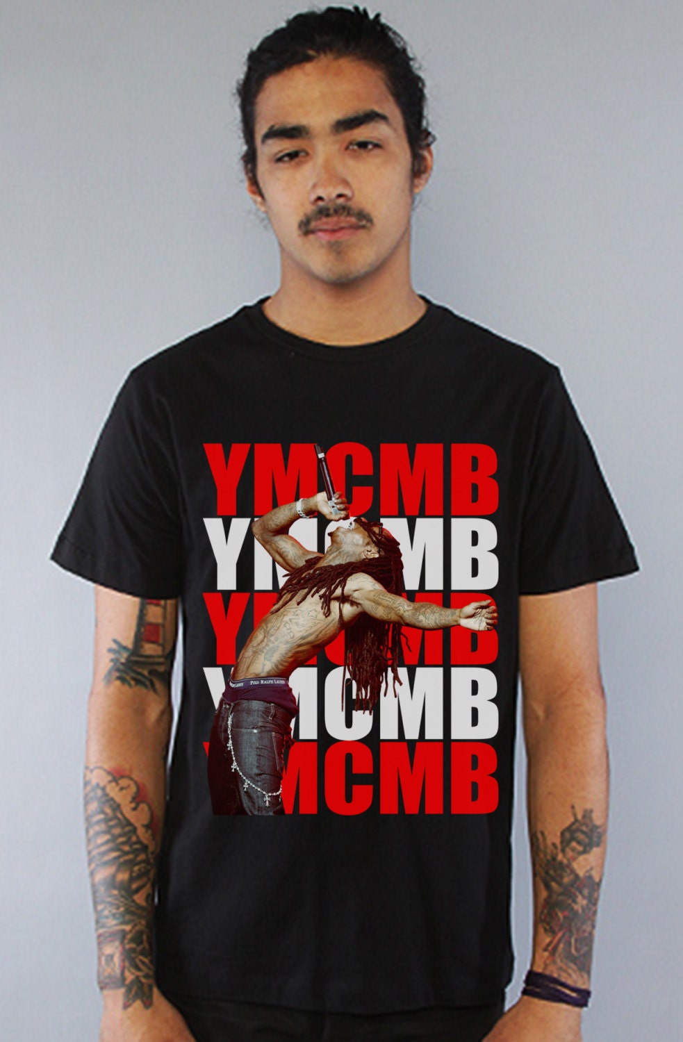 YMCMB Lil Wayne Young Money Cash Money Weezy Picture Black T Shirt