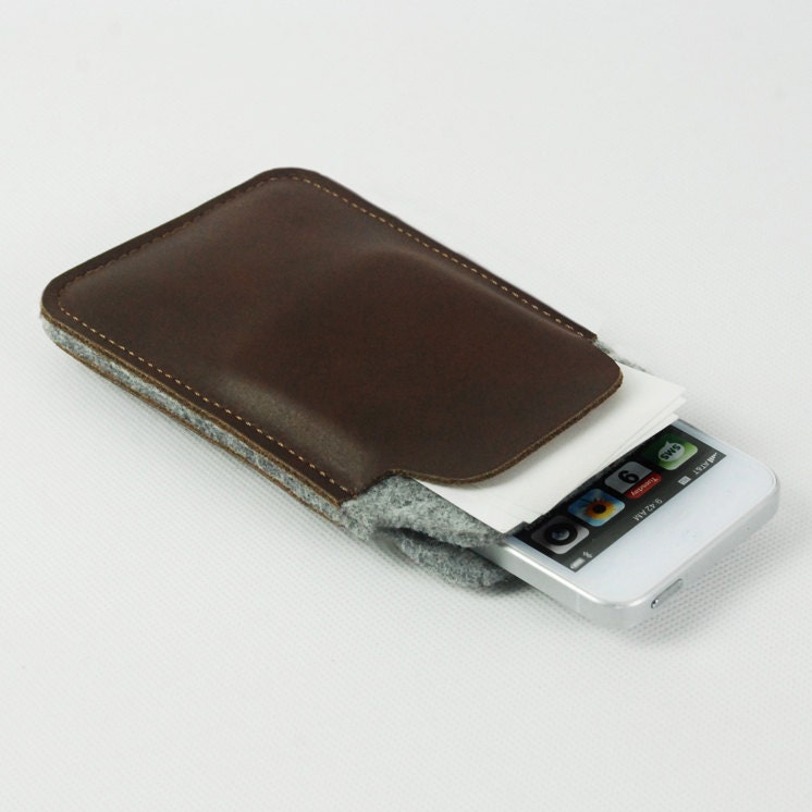 Travel Accessories  ,Phone Cases  ,leather iPhone 5 felt iPhone 4/4S/3GS case Felt Sleeve Case Bag pouch cover with card holder (811)