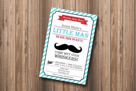Mustache Boy Baby Shower Hipster Invitation - DIY Personalized ...