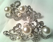 wedding jewelry rhinestone pearl crystal gold earring  great for the bride stunning large