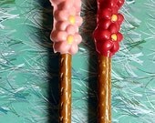 Easter chocolate pretzel sticks -  flower rods - wrapped favor stick loli pink choice colors or assoted perfect parties mom mothers day