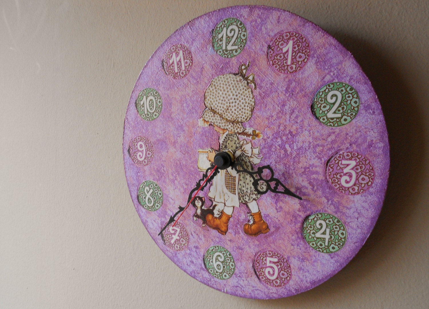 Clock/decoupage country/sponged tecnique
