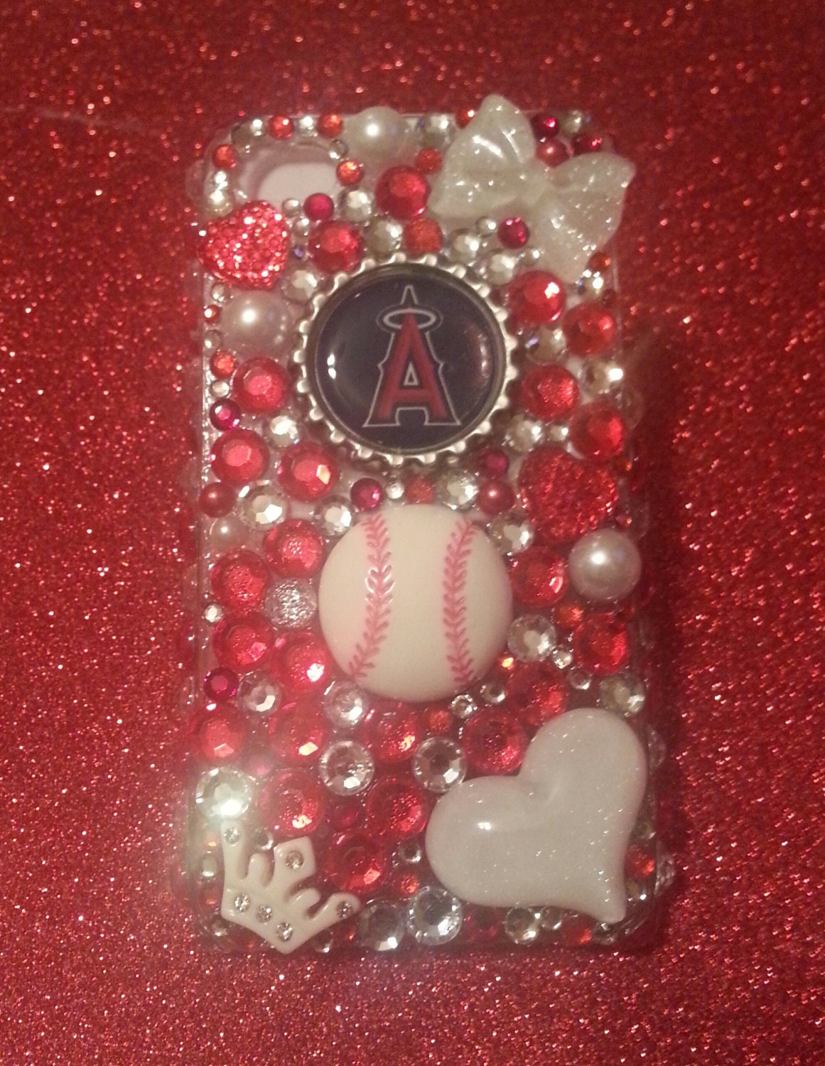 iphone 4 or 5 bling Los Angeles Anaheim Angels handmade cell phone case also available in samsung galaxy 3