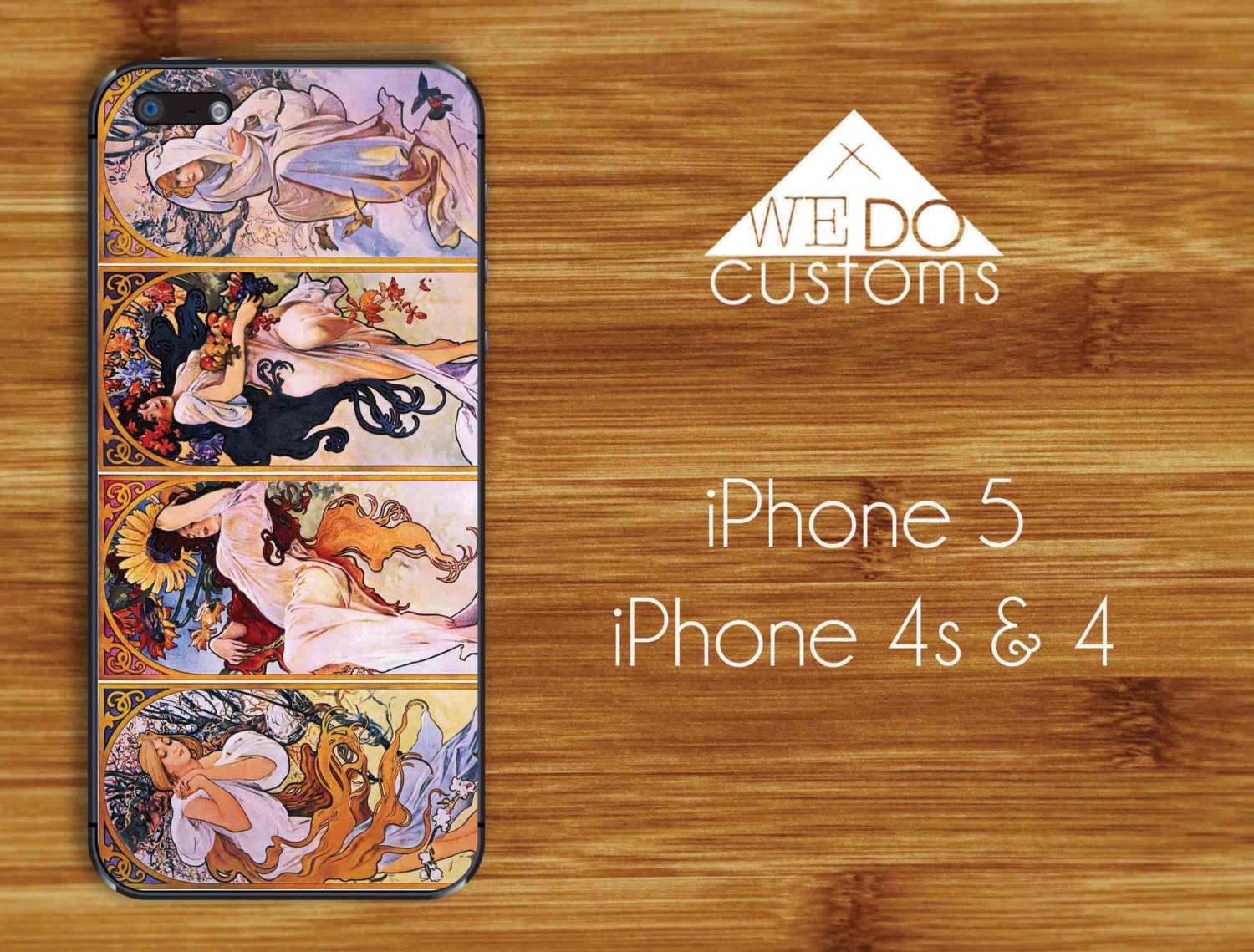 iPhone Cases - Mucha 4 Seasons Art Nouveau Poster Classic Vintage Retro Pin Up Painting Hard Cover Iphone 4 5 Case Gifts Under 25