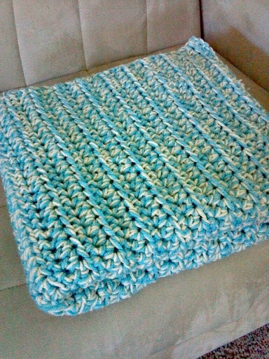 The Captains Throw - Shabby Chic Beach Soft Warm Cozy Wedding Home Decor Crochet Afghan
