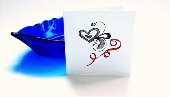 Blank Cards Swirls and Hearts Set of 6