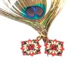 Beaded Earrings with twin beads and seed beads