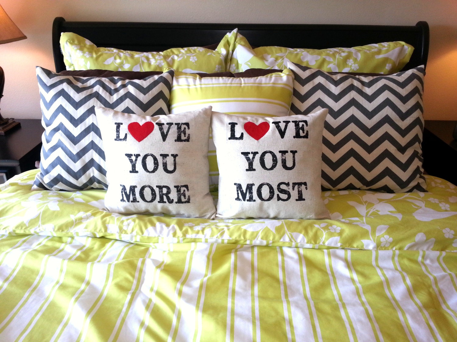 PAIR of Valentine's Day "Love You More & Most" Pillows
