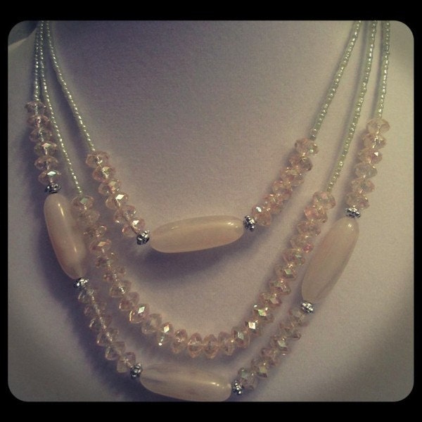 Clear Silver Dressy Elegant Necklace Beads Jewelry Pretty MATCHING EARRINGS - Native American Made