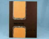 Birthday Card - Orange & Brown, Wood Grain, Manly Card, Stars, Boys