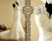 Romantic Lace Wedding Dress with Illusion Style Neckline and Key Hole Open Back - Lace Wedding Dress