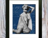 RETRO BOOBIE BABE. vintage smut. girlie mag. nightie. boobs. adult. mature. manly. nightie. blue. kitsch. sexy. man cave art. fun. kinky.