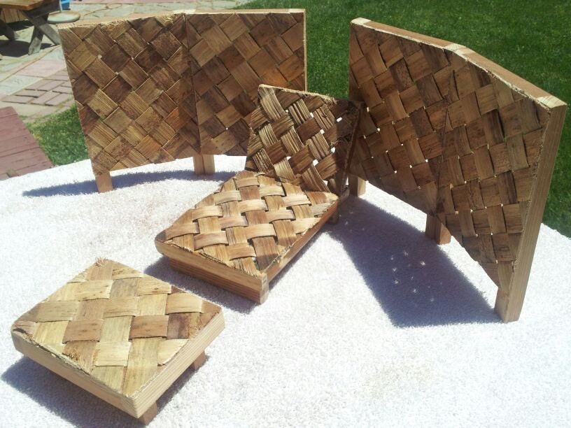 Item 60 Handmade Wicker Doll Furniture -  Partitions, Lounge Chair and Table