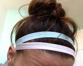 Double Elastic Headband in Teal and White