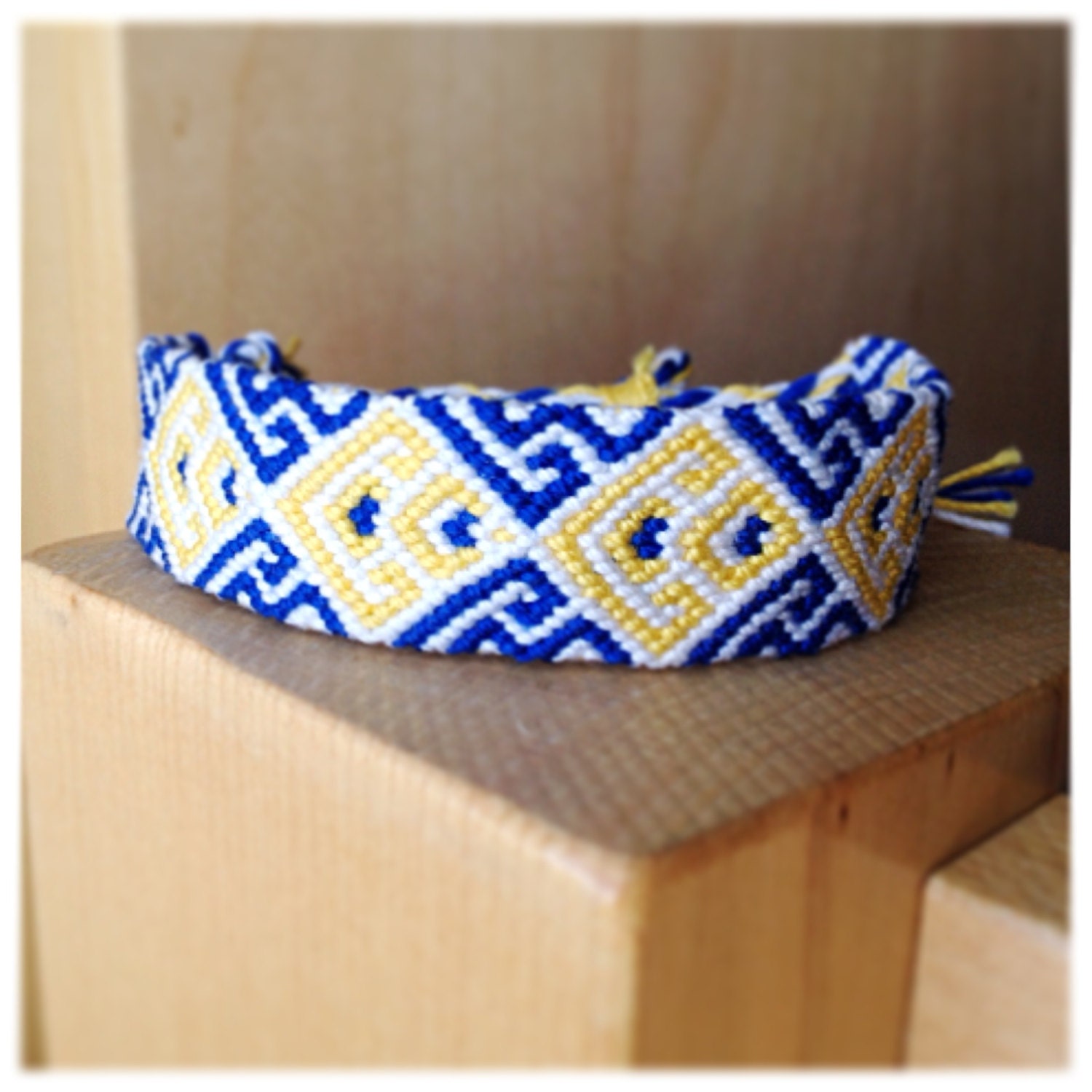 Blue and Gold Friendship Bracelet - Made to Order
