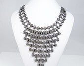 Lots Layer Hollowen Skulls Swarovski Crystal Necklace with Black Tone chain, Uniqued Design, Bold Jewelry-151678405