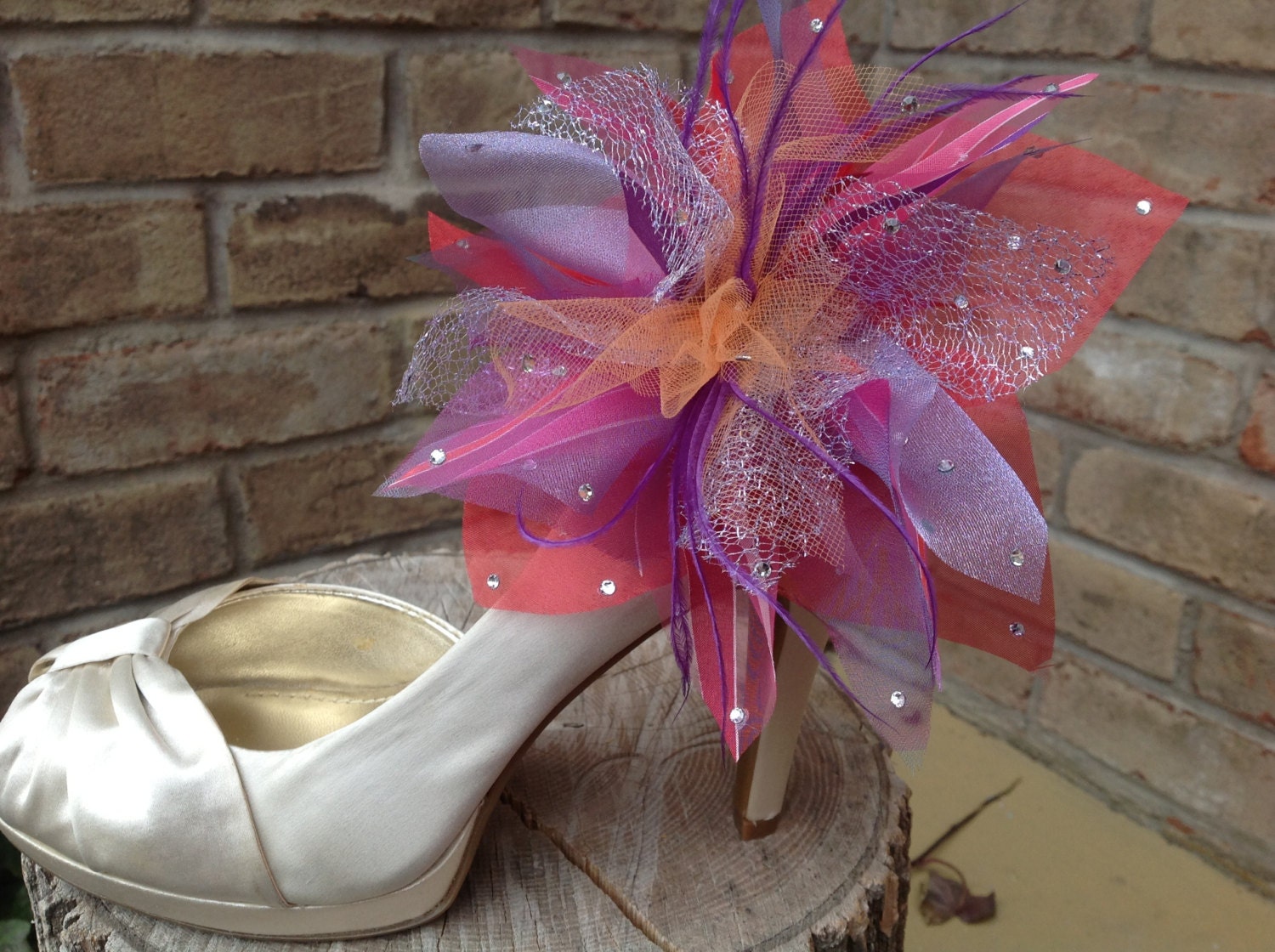 Pair of Shoe Clips OOAK Hand Made to Order Custom Prom Wedding Floral / Leaf