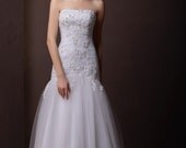 Ivory Vintage lace applique Wedding dress, Mermaid wedding gown, Bridal Dress, Bridal gowns with corset back