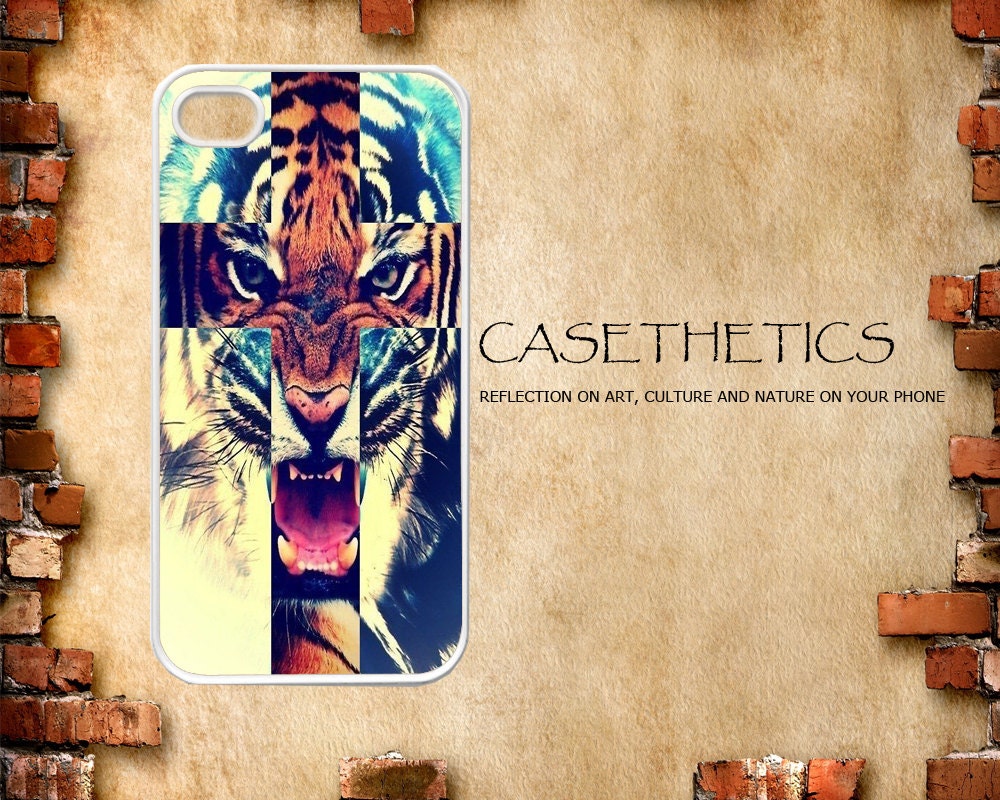 Apple iPhone 4 4G 4S / iPhone 5 5G / iPod Touch 5 Case Cover Skin Vintage Cross Tiger Design Mobile Phone Accessory