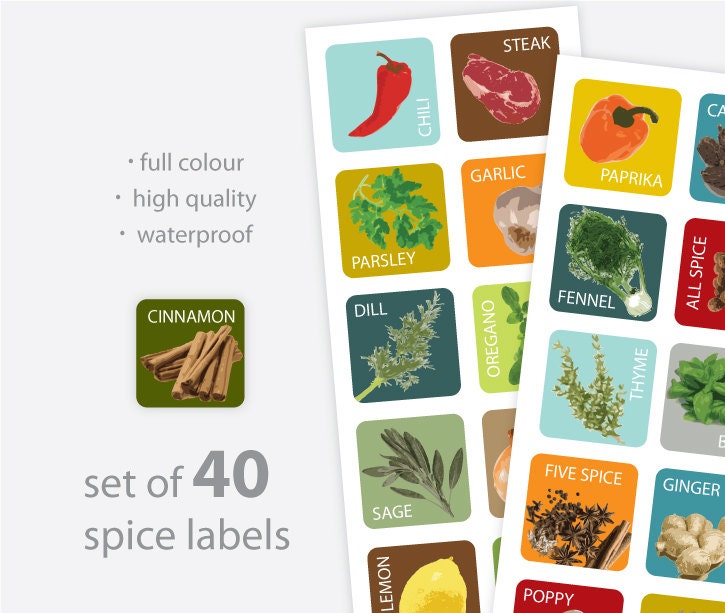 Set of 40 Spice Labels
