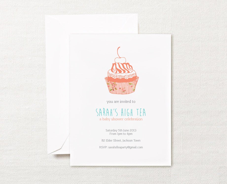 PRINTABLE Tea Party Cupcake Invitation Il_570xn