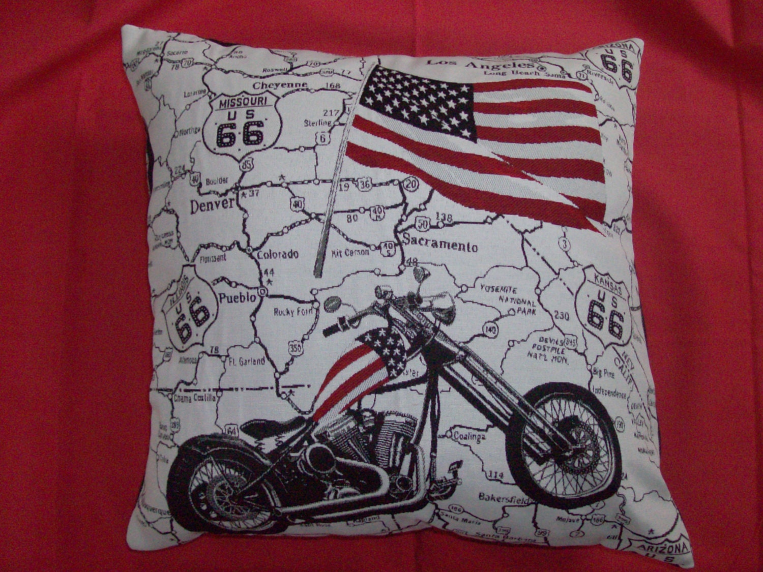 Harley Davidson motorcycle Pillow, 16"x16" pillow cover