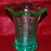 Green Depression Glass Ruffle Flower Vase Vaseline Uranium Glows 1930's Vintage