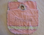 SPECIAL PRICE 2pc set Handmade PRINCESS Boutique Bibs Rag Quilt Style Personalized