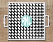 Houndstooth Personalized Monogrammed Lucite Tray